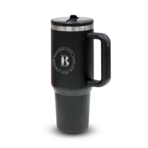 Double Walled Tumbler With Handle And Flip Straw