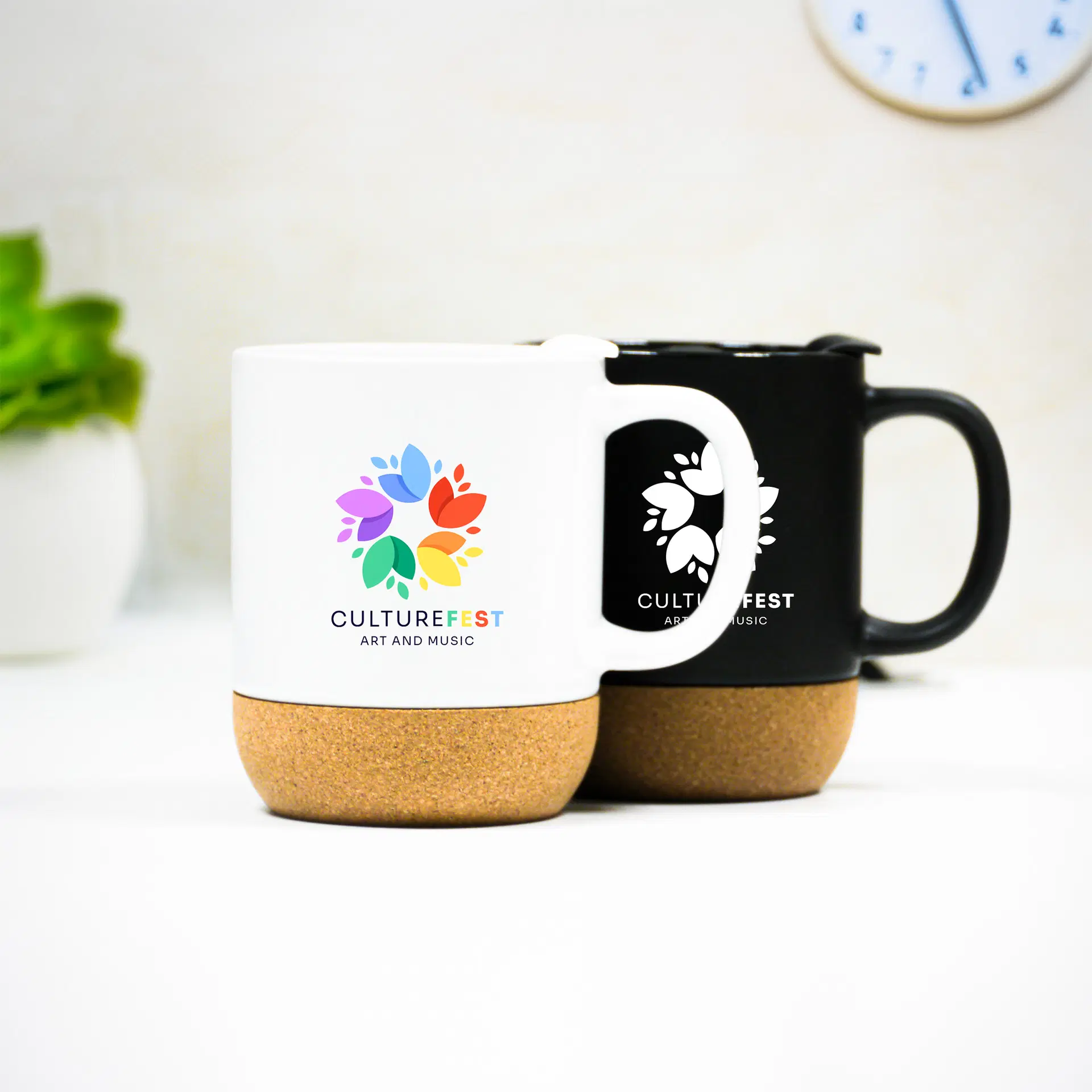 Ceramic Mug With Lid and Cork Base - Image 4