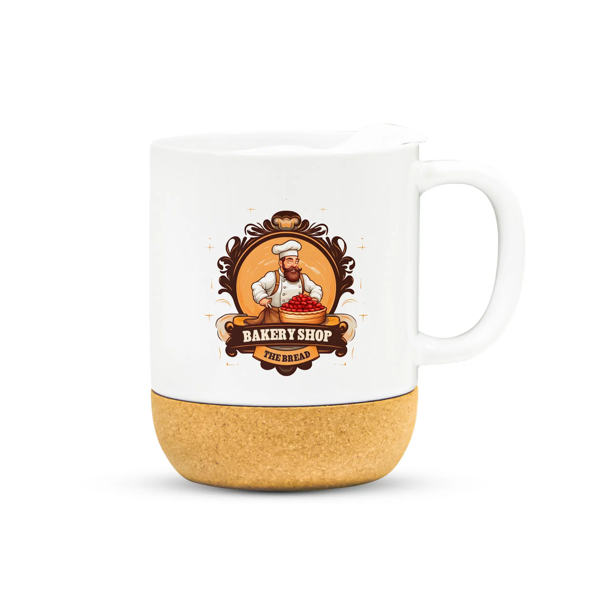 Ceramic Mug With Lid and Cork Base - Image 3