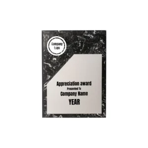 Black Stone Plaque Award with Metal Plate