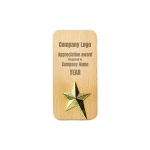 Wooden Trophy with Gold Star