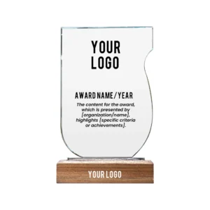 Crystal Award With Wooden Base
